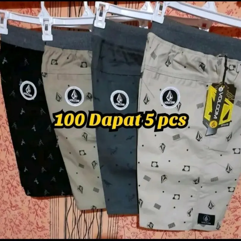 PAKET 100 RIBU DAPAT 5PCS CELANA PENDEK CHINO MOTIF PRINTING ALLSIZE JUMBO BIGSIZE PINGGANG KARET KATUN HITAM GREY ARMY MOTIF SHORTS Dewasa Santai Twill 2