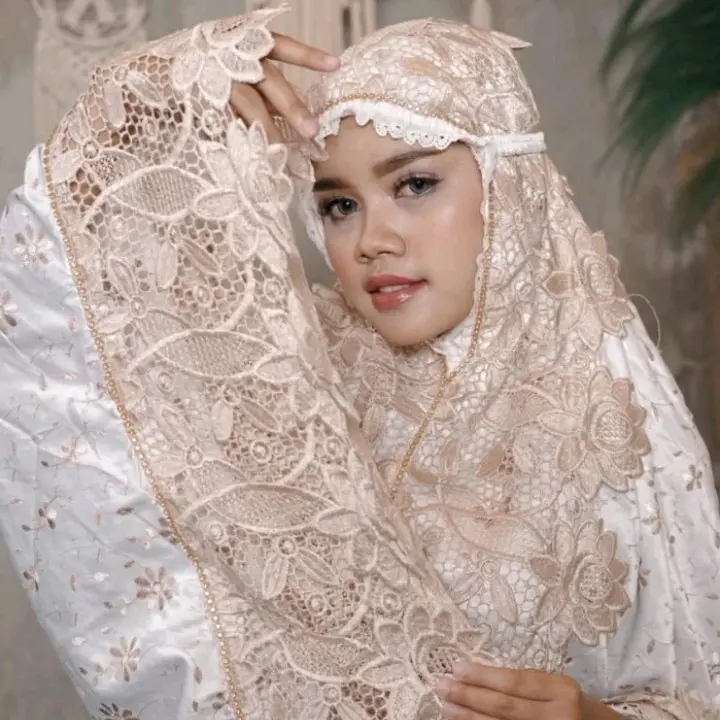 Mukenah mukena dewasa jumbo brukat prada sutra paris original premium motif terbaru 2022 2023 bisa cod bayar di tempat 3