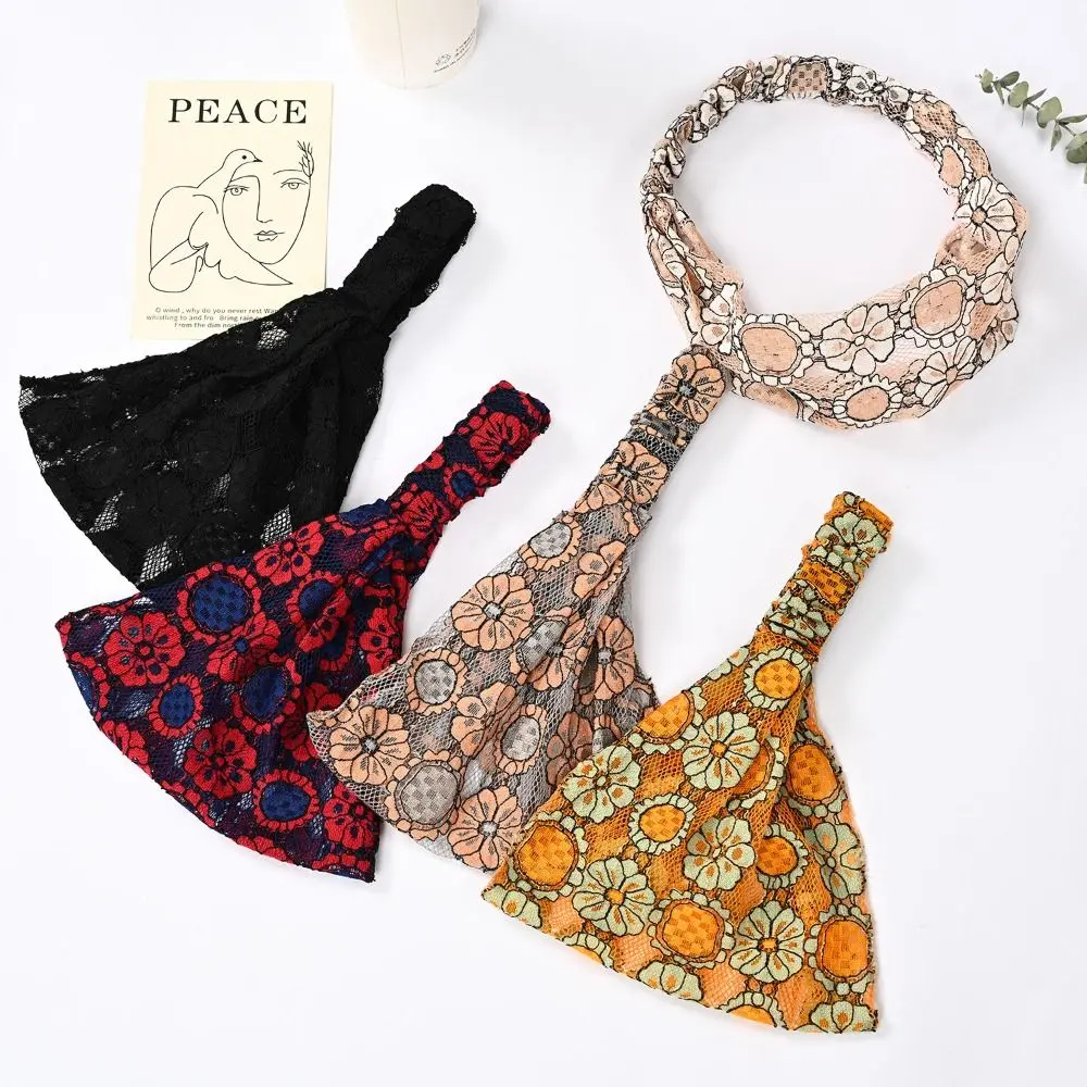 Băng Đô Hoa Lưới Chống Trượt, Thời Trang, Nhẹ, Thiết Kế Rỗng Băng Đô Ren, Phụ Kiện Đội Đầu, Phong Cách Hàn Quốc, Quấn Đầu Bên Rộng, Thích Hợp Cho Mẹ