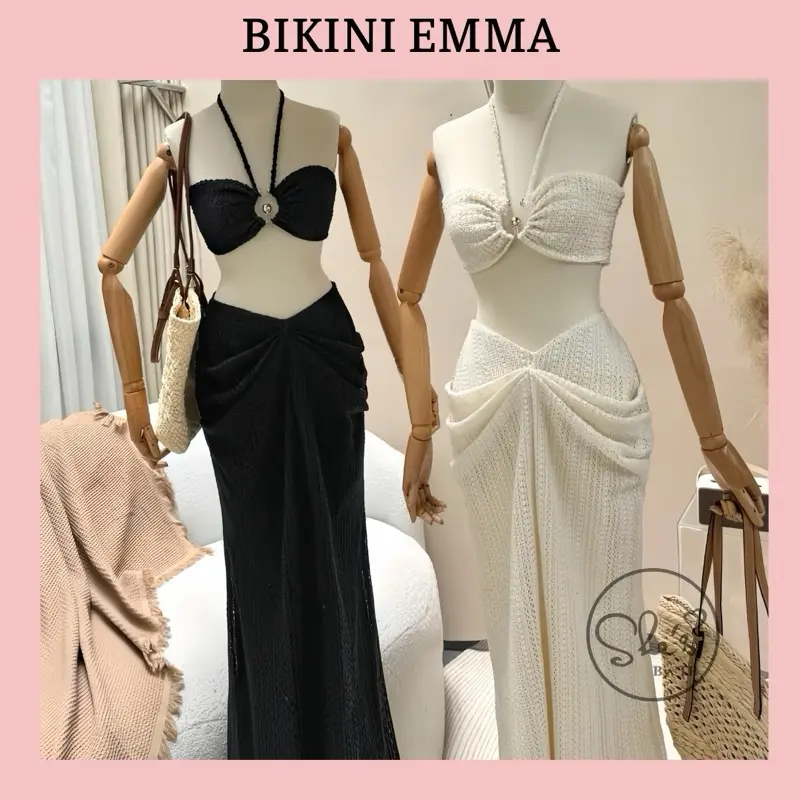 Set Len Đi Biển Thiết Kế EMMA Có Mút Đệm Dáng Dài Tôn Dáng Kèm Khoen Siêu Xịn