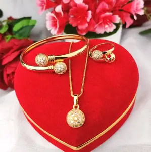 1 set perhiasan wanita dewasa aksesoris xuping gelang cincin kalung dan liontin