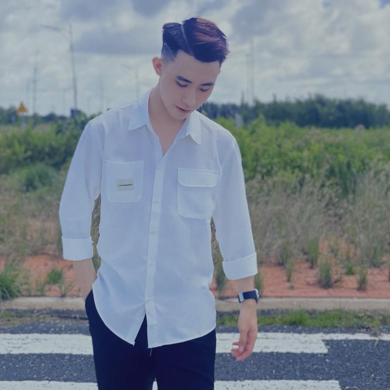 Áo sơ mi nam tay dài chất vải mango phối túi trước ngực in chữ 3D cân hết mọi lứa tuổi Phong cách sang trọng Menswear Shirt Có Cổ