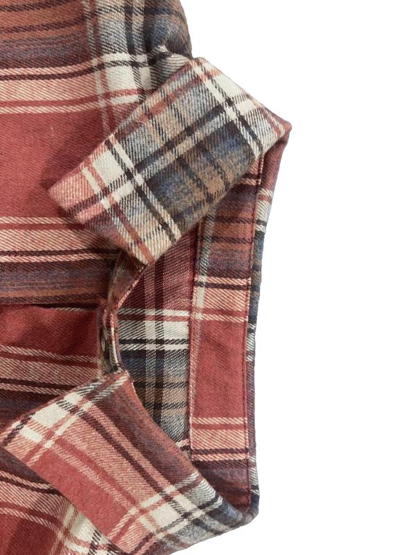 Women's Plus Size Plaid Print Flap Pocket Button Front Blouse, Casual Drop Shoulder Long Sleeve Shirt, Gift Set, Women Plus Clothing for Spring & Fall Daily Wear 8