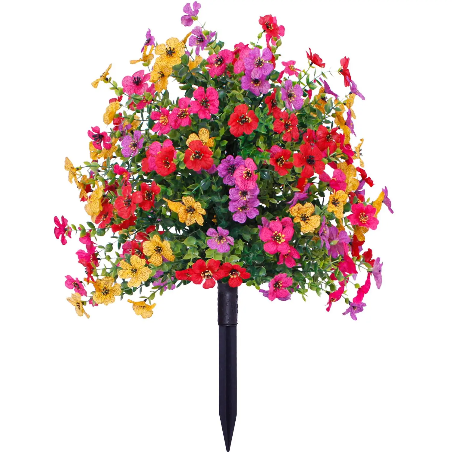 Outdoor Artificial Flower Bouquet Decoration, 1 Count Fake Green Plant, UV Resistant and Easy To Install for Porch Patio Garden Decoration, Bouquet