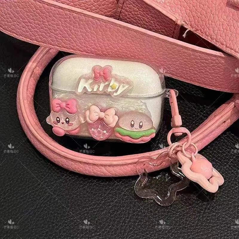 Vỏ bảo vệ tai nghe Kawaii Kirbys Bluetooth , vỏ silicon mềm dễ thương Y2K Airpods Pro Airpods1 / 2 / 3, phim hoạt hình, quà tặng cho bé gái, đồ chơi 1