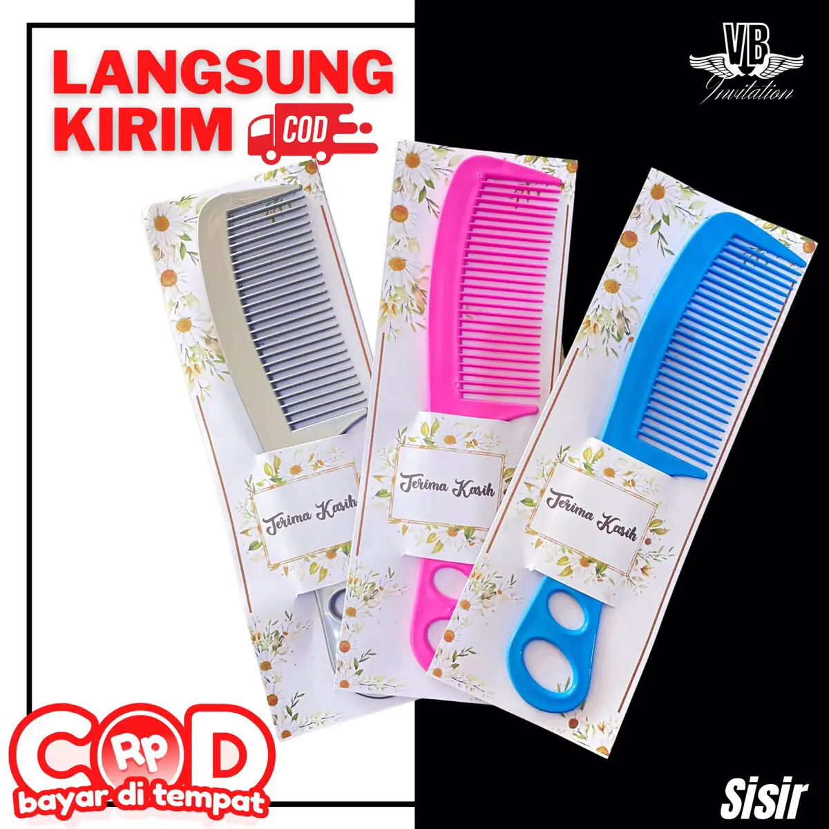 ( Isi 50 Biji ) Souvenir Sisir Free Packing Thanks Card Thank You Terima Kasih Souvenir Pernikahan Dan Segala Macam Hajatan