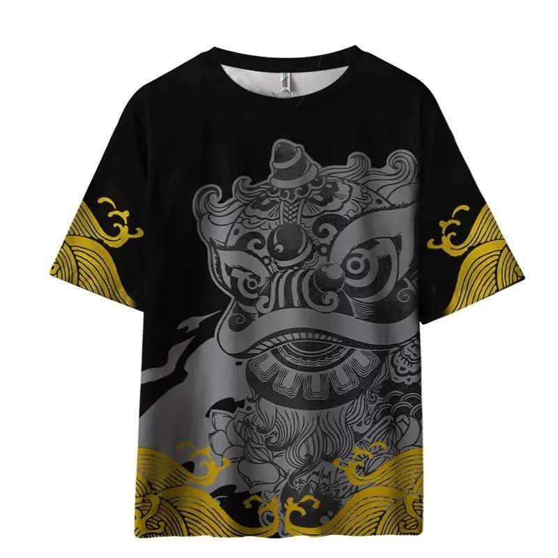 Product Introduction of Fashion Male Lion Dance Lion King Tide Brand 3D Printed Short-sleeved Summer T-shirt Menswear Top 6