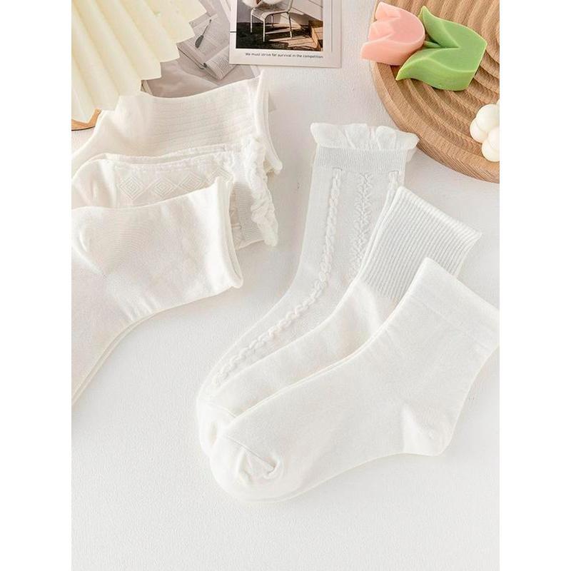 Set 10 Đôi Tất Nữ Cao Cổ Trắng Phong Cách Vintage Tiểu Thư Siêu Hot 4