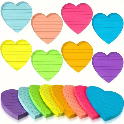 8-Pack Purple Heart Sticky Notes - Cute Self-Stick Memo Pads For Office & Home