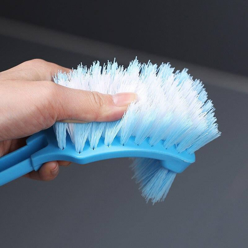 Multi-function Double Head Clean Toilet Brush Soft Hair Plastic Curved Brush Bathroom Cleaning Long Handle Corner Brush 4