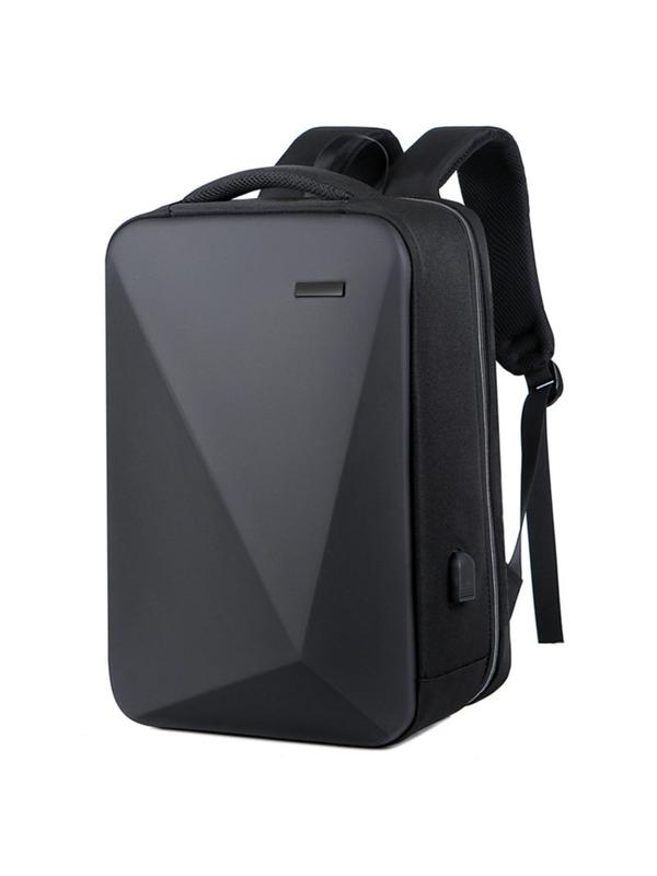 Unisex Business Large Capacity Laptop Backpack with Hard Shell Design, Plain Color Laptop Bag for Work & Travel, Anti-theft Backpack with Lock for Computer 0