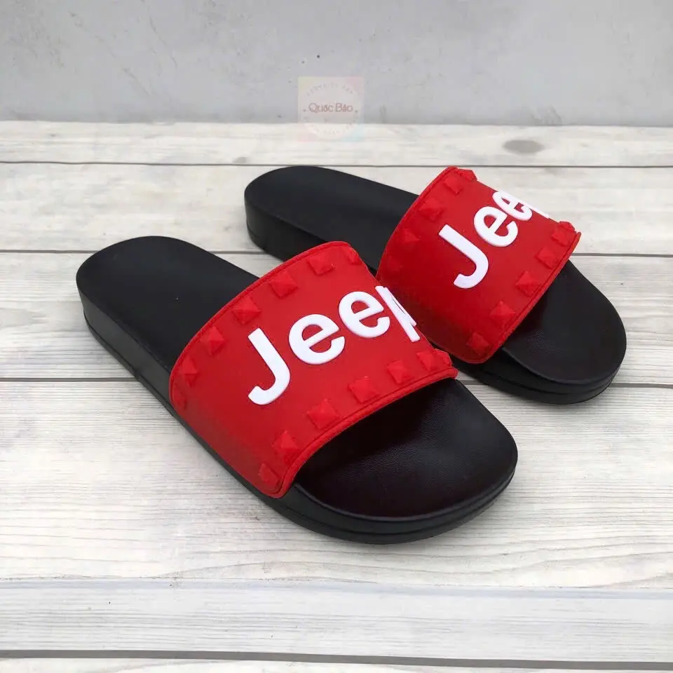 Dé lê JI hai màu đỏ xám size 35-42 nam nữ dép dẻo nhẹ
