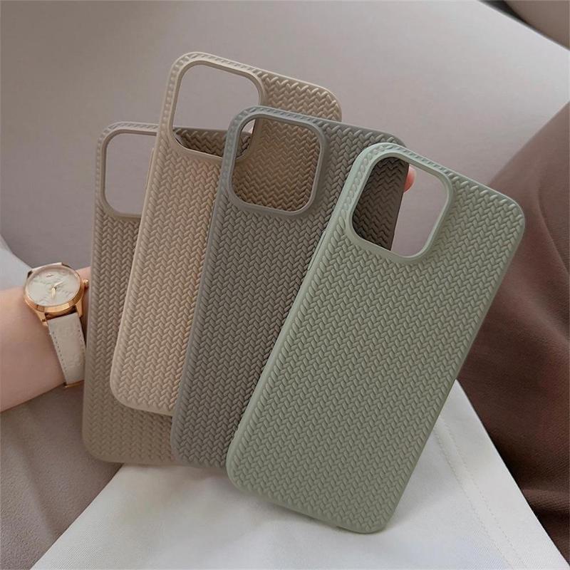 Product Introduction of Sarung Telefon, Corak Jalinan Padat, Rasa seperti Kulit, Serasi untuk iPhone 11 12 13 14 15 16 Pro Max, Kalis Kejutan, dengan Pelindung Kamera, Penutup Belakang 10