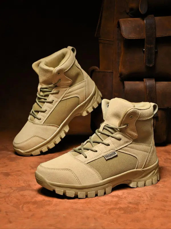 Women's Lace Up High-top Outdoor Back To School Hiking Shoes, Sporty Lightweight Anti-slip Wear-resistant Desert Land Tactical Hiking Shoes, High Top Boots, Shoes for Women 4