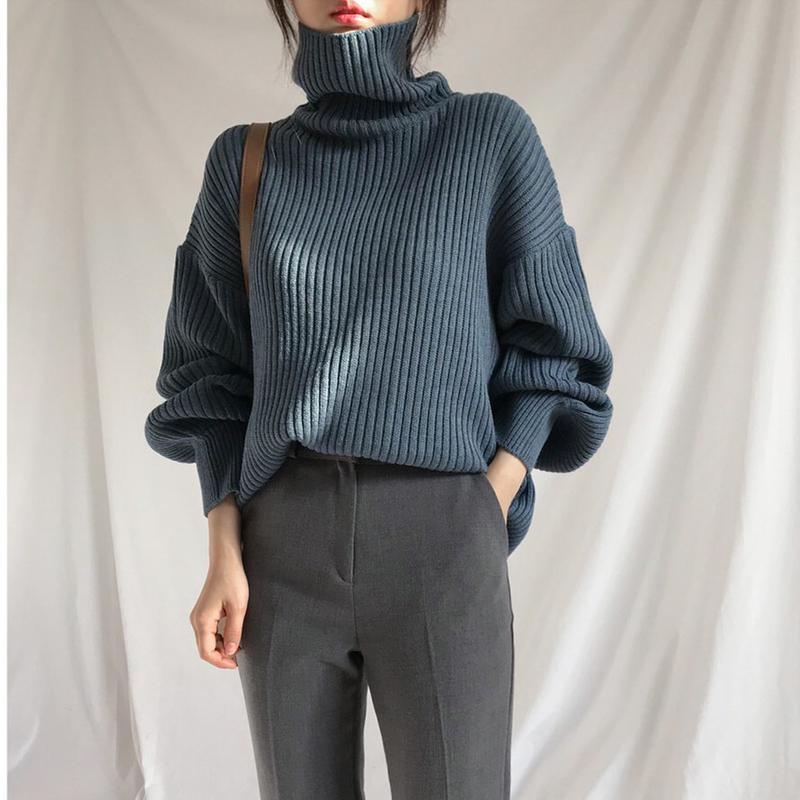 Hàng Sẵn_ Áo len Hàn quốc dáng dài cổ lọ phong cách dịu dàng nữ tính Hadu shop Women Top 6