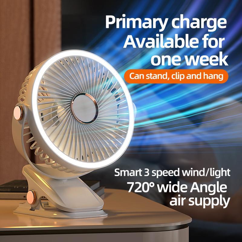 【LIVE】[ORANTOL] kipas Klip-on Kecil, Student Dormitory Bed, Night Light, Clip Fan, Office Desktop, USB Charging, Hand kipas  labubu kipas  angin 6