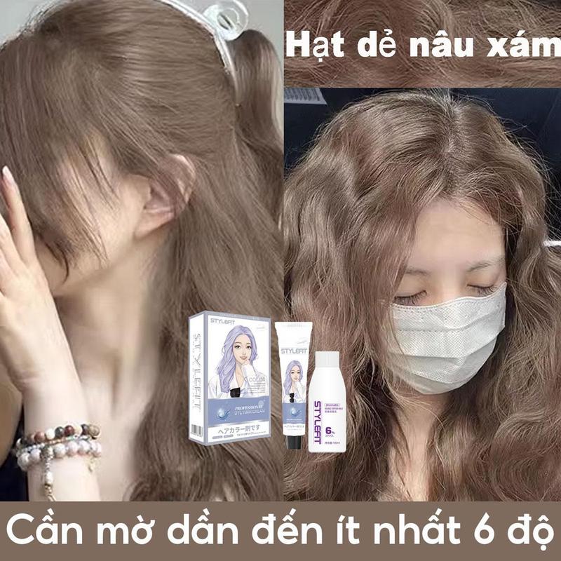 thuốc nhuộm tóc màu nâu xám ,Thuốc nhuộm tóc Nhật Bản, gửi một bộ dụng cụ nhuộm tóc đầy đủ+dầu xả Đổi Màu Tóc 1