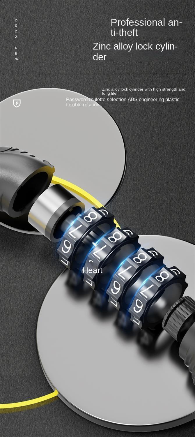 Product Introduction of Mountain Bicycle Lock Electric Car Battery Car Anti-Theft Password Lock Portable Bicycle Bold Cable Lock Accessories 2
