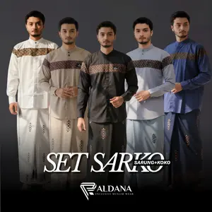 SET SARKO Dewasa Setelan Sarung Dan Koko Lengan Panjang Pria Muslim Motif Batik Sarung Motif Sarwon
