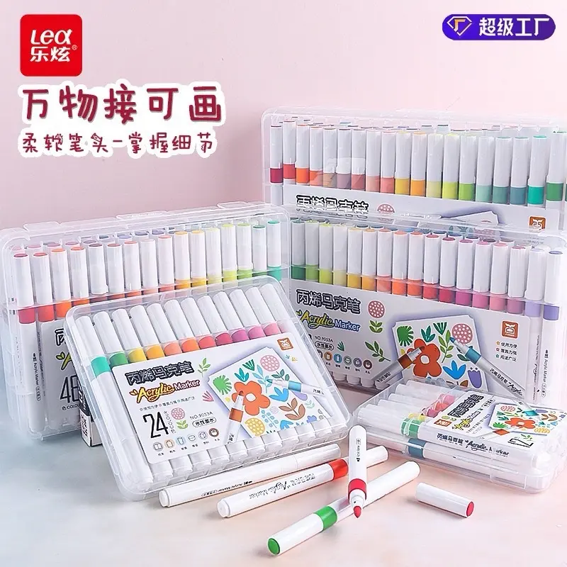 Bút Lông Màu Acrylic Marker 12/24 /36/48/60/80/100/120 Màu Hàng Cao Cấp An Toàn Màu Sắc Tươi Sáng Vẽ Được Trên Nhiều Chất Liệu 1