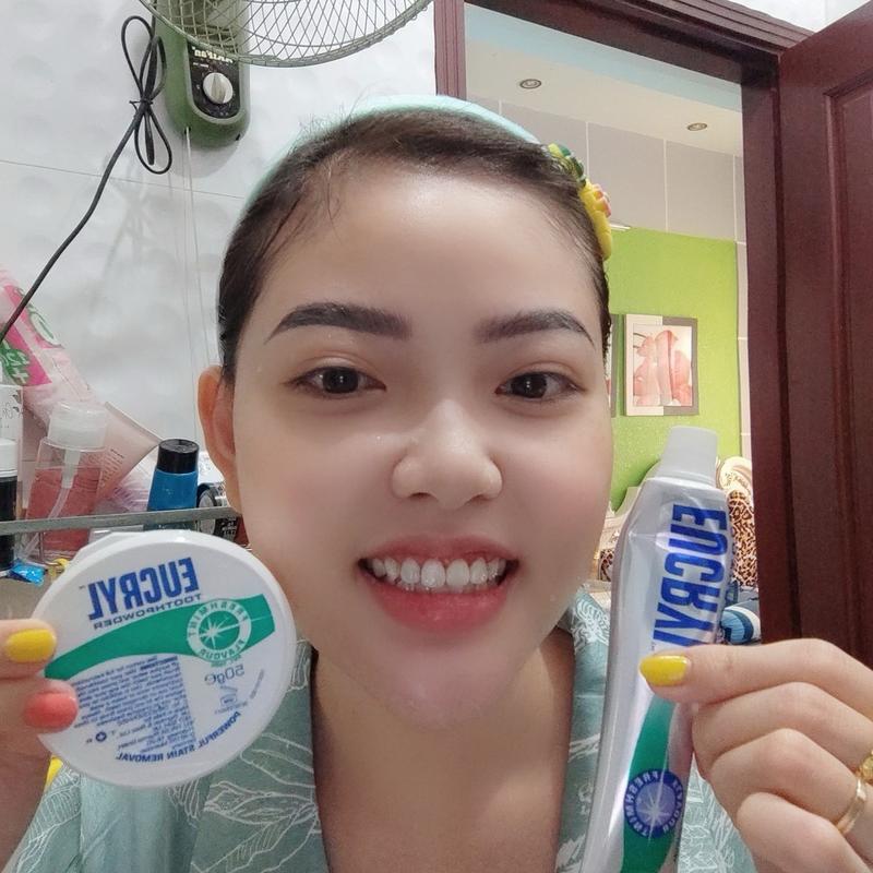 D1_ [ EUCRYL ] Combo làm trắng răng hương bạc hà Eucryl paste fresh mint ( bột tẩy trắng răng 50gram + kem đánh răng 50 gram ) , kèm 1 bàn chải răng than tre Nước Súc Miệng Súc Miệng 0