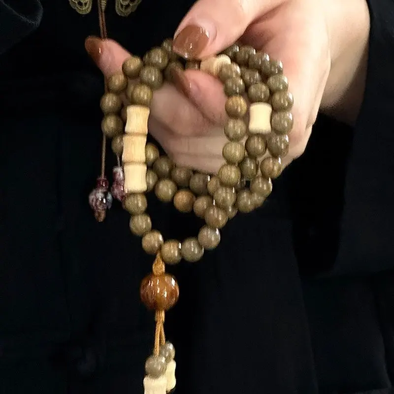 Multi-Layer Fengchi Original Design Chinese Style Green Sandalwood Multi-Circle Bracelet Crafts Handheld Prayer Beads
