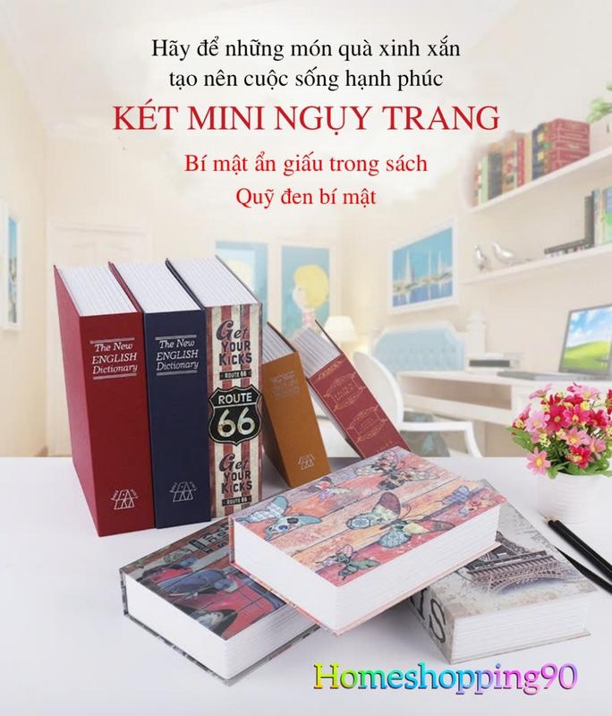 Két sắt mini ngụy trang hình quyển sách loại khóa số size 24 x 15 x 5,5 cm