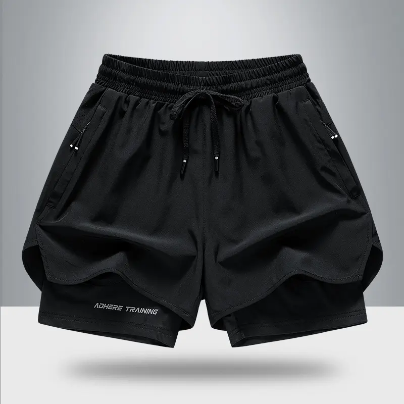 Recommended men's quick drying sports shorts for men and women in 2023 summer, elastic and breathable three part pants for fitness training, running pants with zippered pockets