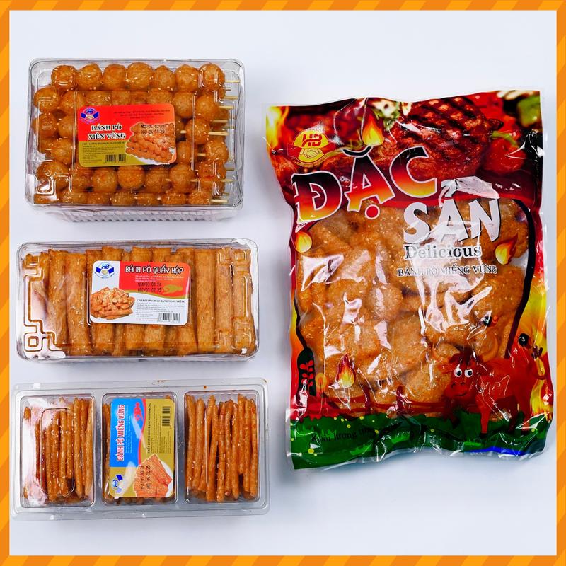 Combo BÁNH BÒ gồm : 1 hộp bò xiên + 1 hộp bò quẩy + 1 hộp bò 3 ngăn + 1 túi bò đặc sản - Đồ Ăn Vặt Anh Em Food