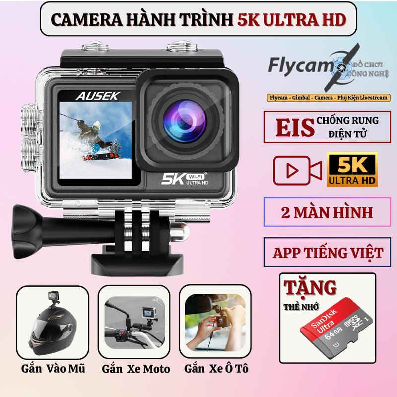 Camera Hành Trình 5K Ultra HD Cam Hành Trình Chống Rung Điện Tử EIS Hỗ Trợ App Tiếng Việt Đi Phượt Gắn Xe Máy Ô tô Mũ Bảo Hiểm Rẻ Hơn Gopro