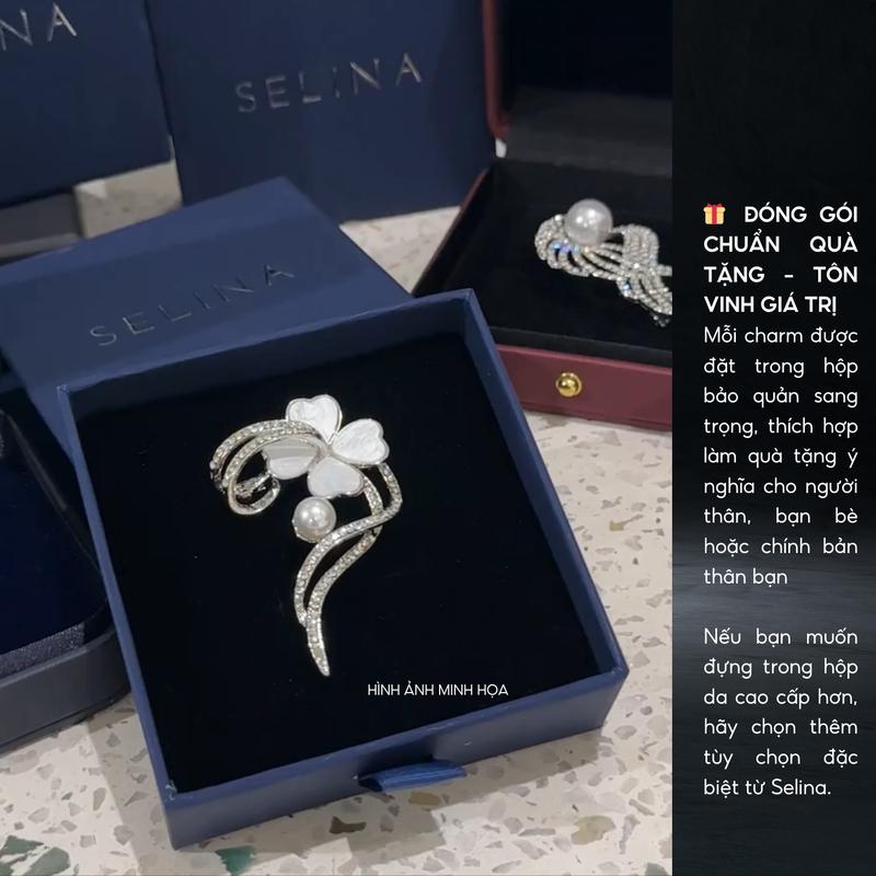 Charm cài áo Selina dải hoa ba lá vàng thanh lịch SE47 trâm ghim cài áo, cài tóc, cài khăn, cài đầm 2