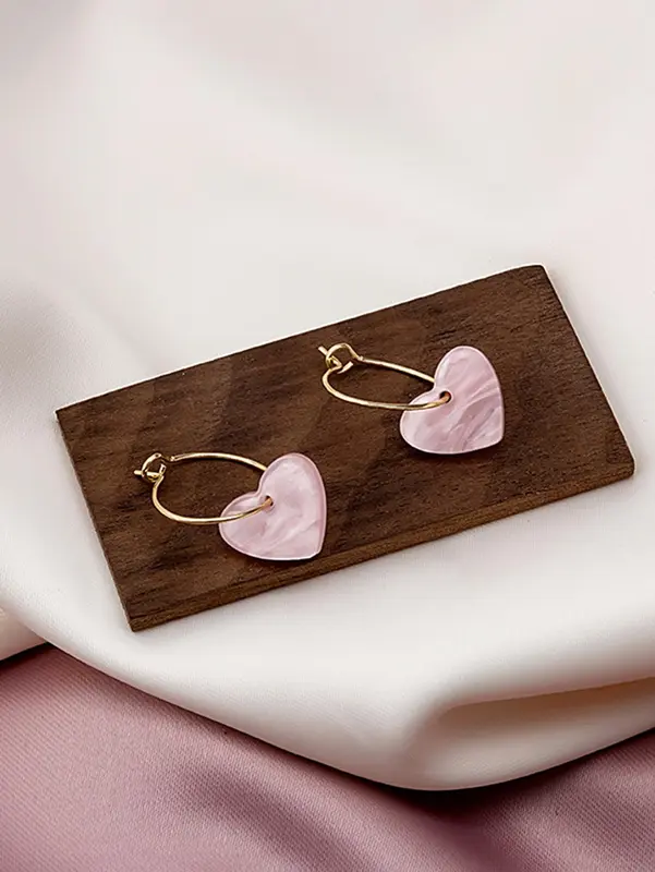 Women's 1 Pair Heart Hoop Earrings, Valentine's Day, Gift 2
