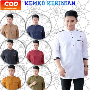Baju Koko pria lengan 3/4 Katun Muslim Kurta