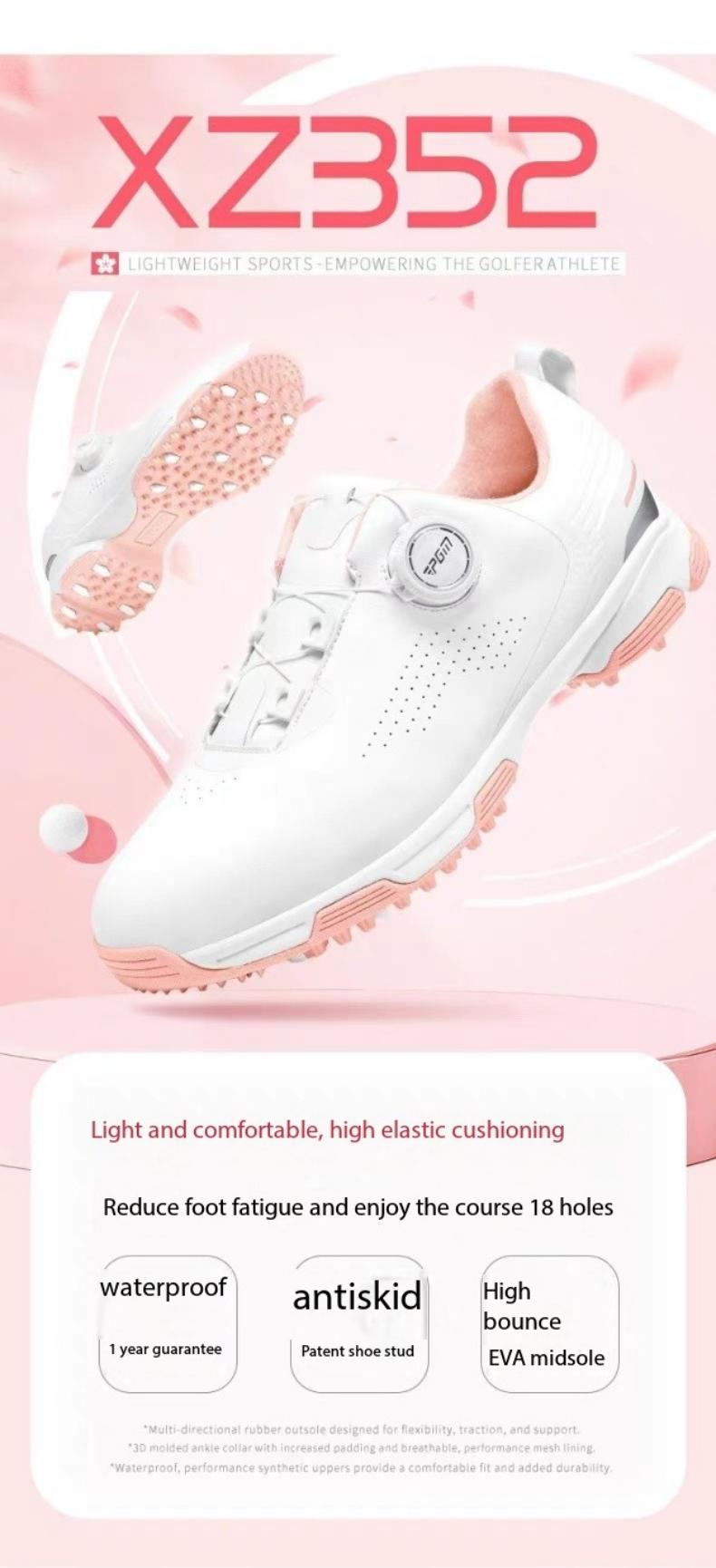 Product Introduction of [PGM] Golf Shoe Women's Breathable Sneaker Anti-Slip Lightweight Knob Comfortable Shock-Absorbing Nail-Free Shoes Xz352 9