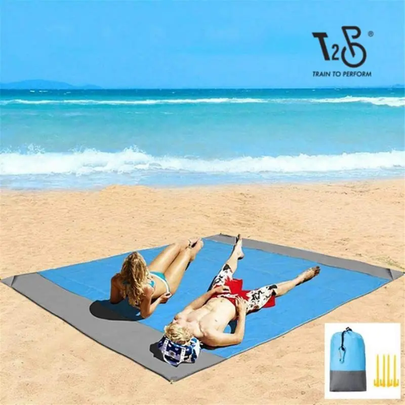 T2P LARGE SIZE Outdoor 200x210cm Picnic Mat for Beach Blanket Sand Proof for Travel Durable Lightweight Quick Drying