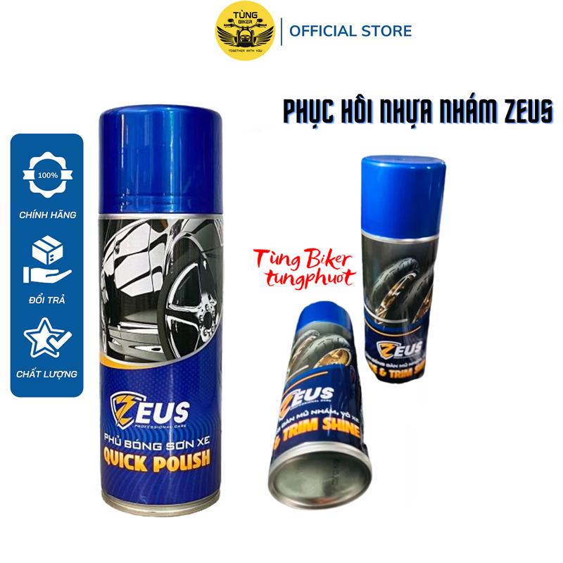  Chai Xịt Phục Hồi Nhựa Nhám Làm Bóng Chai Xịt Phủ Bóng Sơn Xe Máy Phủ Dưỡng Bóng Dàn Áo ZEUS 