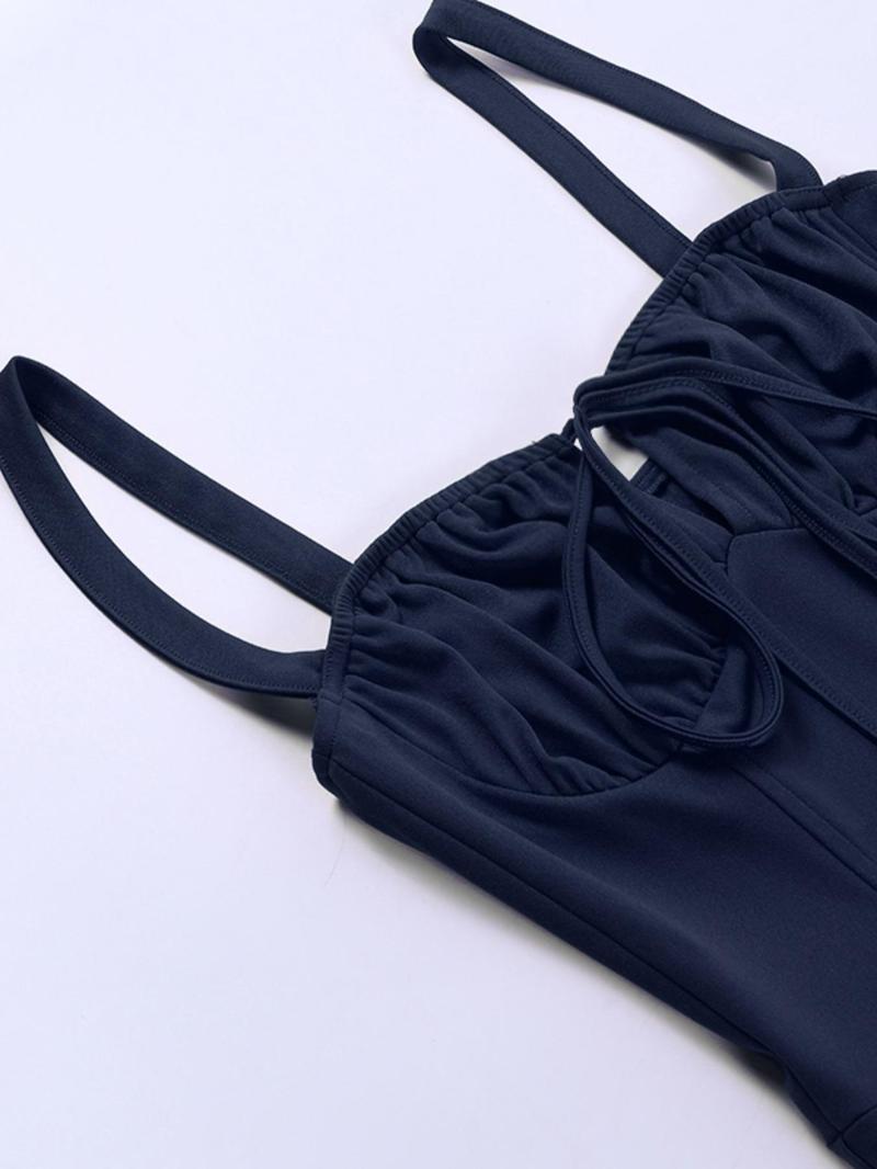 Product Introduction of Women's Solid Color Tie Shoulder Cami Dress, Casual Sleeveless A Line Dress for Spring & Fall, Women's Clothing for Daily Wear 6