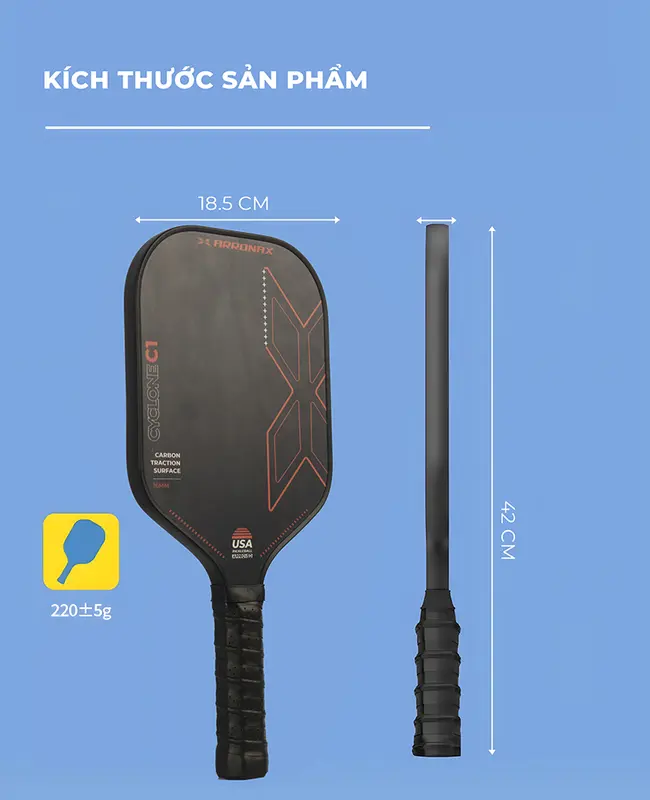 Vợt Pickleball viền đen đỏ siêu nhẹ - Super Quality PK01.8 8