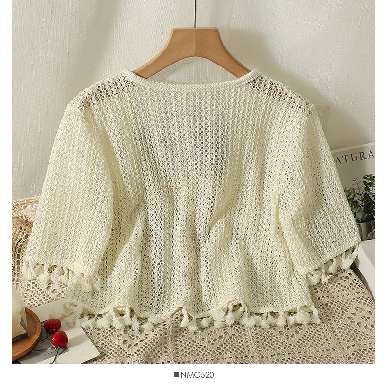 Product Introduction of Áo Cardigan Mỏng, Thiết Kế Tua Rua Rỗng Áo Cánh Mùa Hè Mới, Áo Chống Nắng, Ngắn Và Thanh Lịch, ngắn Tay, Phong Cách Inverness, Có Thể Mặc Ngoài Trời 2