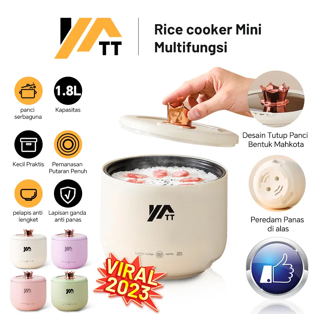 Rice Cooker Mini 1.8L / Penanak nasi 450watt / Panci Listrik / Mini Rice Cooker / Penanak Nasi Mini Multifungsi