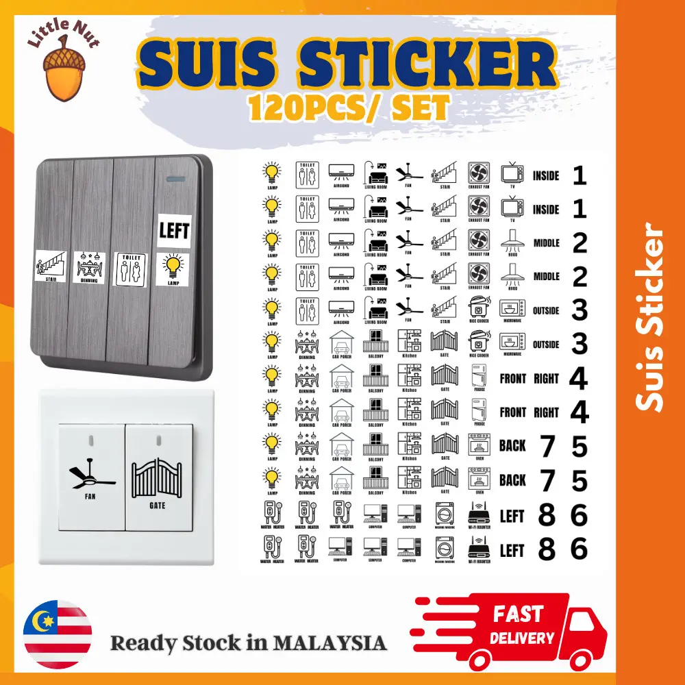 Suis Sticker Sticker Label Switch Plug / Socket Symbol & Word for Whole ...
