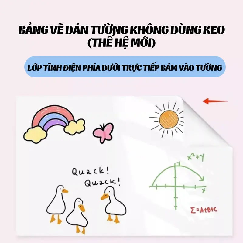 Bảng Trắng Dán Tường Từ Tính Không Dùng Keo, Bảng Viết Bút Lông 5