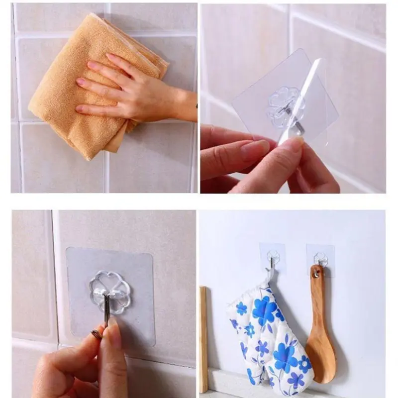 ( Quà Tặng ) Móc Dán Tường Trong Suốt Chịu Lực Tốt Siêu Dính Chắc Chắn mocdantuong inox 6