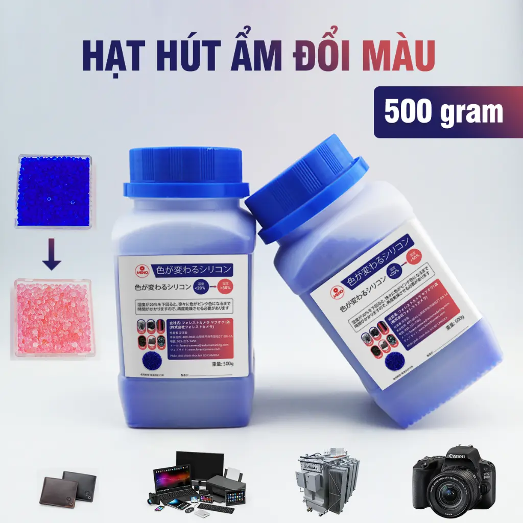 [500g] Hạt hút ẩm NHẬT xanh cho máy ảnh Silica Gel - Hộp hạt hút ẩm nhập khẩu tốc độ hút nhanh, bảo quản tốt Phụ Kiện Chống Sốc