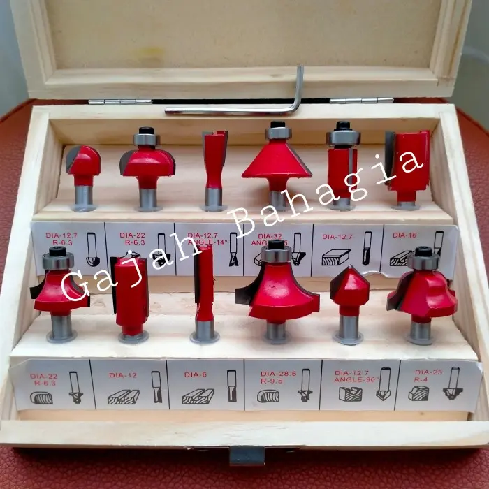 Mata profil kayu set 12 pcs Router bit 12pcs Trimmer trimer 1/4 inch 0