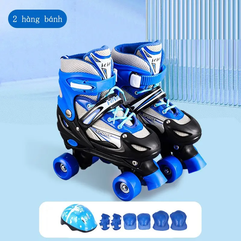 Giày trượt patin trẻ em một hàng bốn bánh, hai hàng bốn bánh, có thể điều chỉ kích thước 4