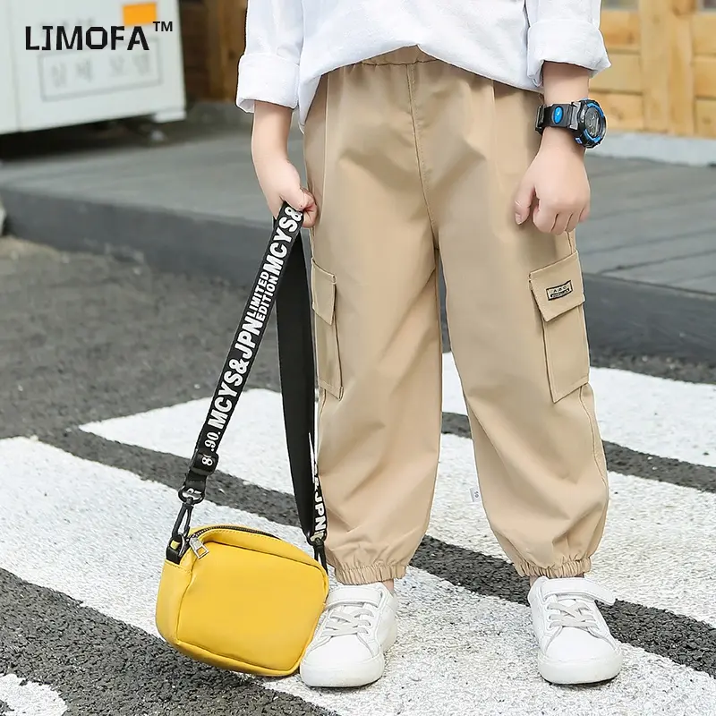 Cargo Pants For Boys 1-9 Years Ankle Tied Pants Korean Style Fashion Blue Khaki Green