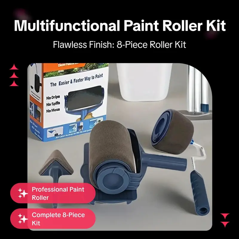 Paint Roller Kit, Multifunctional Wall Decoration Kit, Professional Paint Roller & Accessories Suitable for Smooth Application, Wall Paint Roller, Painting Tools, Interior 1