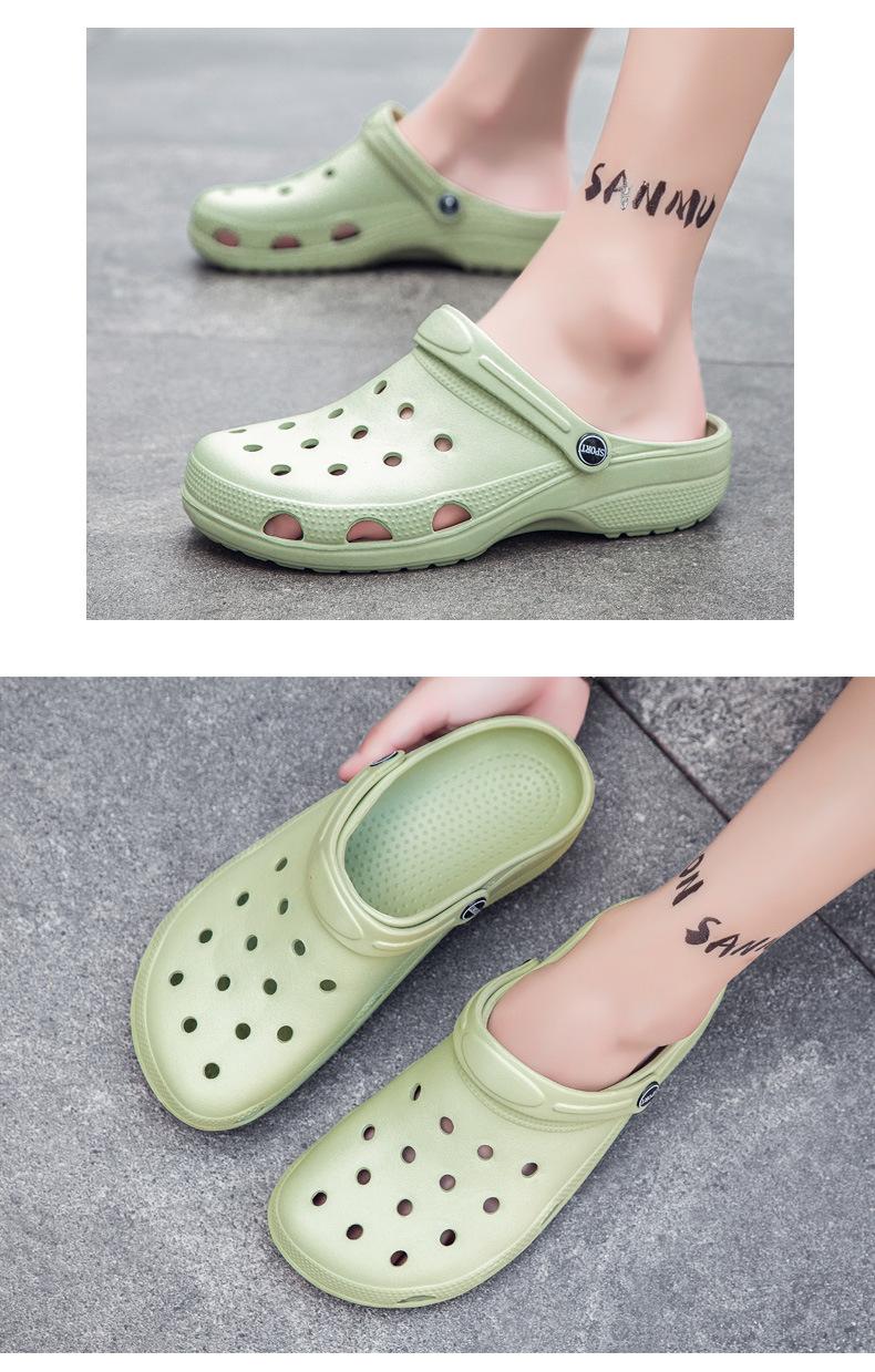 Product Introduction of Summer new style solid color hole shoes, men and women's sandals, suitable for wearing on the beach and other occasions 6