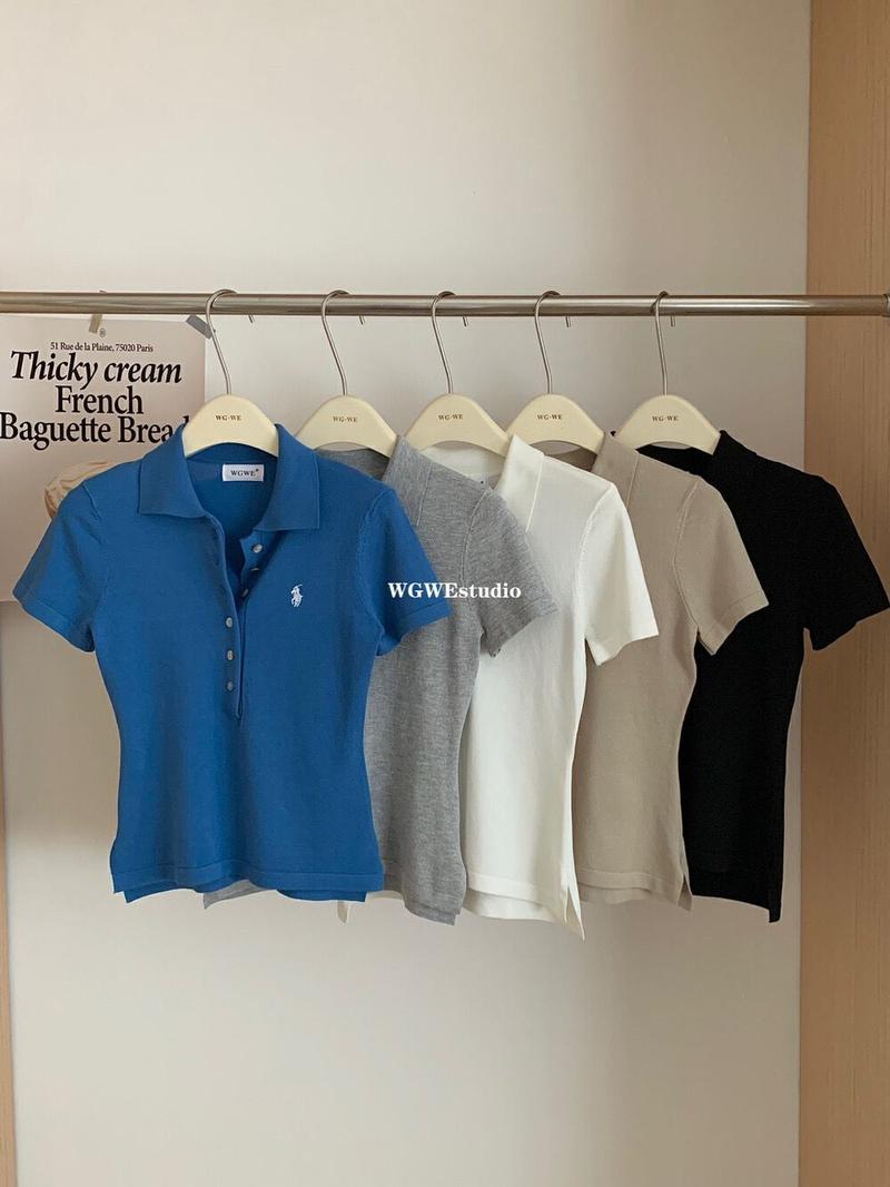 Product Introduction of Áo Polo Thêu Phong Cách Hồng Kông, Màu Trơn Dáng Ôm, Áo Thun ngắn Tay Dành Cho Nữ, Hàng Mới Về Mùa Thu 2025 2